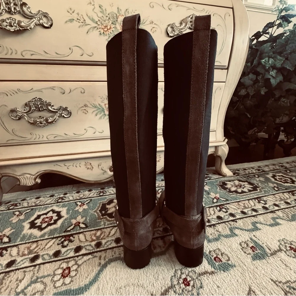 Bandolino Bonica Knee High Equestrian Suede Harness Boots - Picture 4 of 16